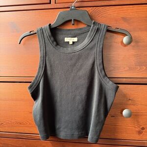 Madewell Supima Black Ribbed Crop Tank
